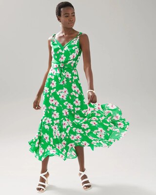 Floral Satin Fit & Flare Dress