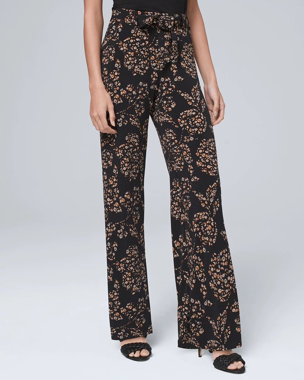 Floral-Print Jersey Knit Wide-Leg Pants