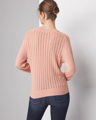 Cashmere Blend Pointelle V-Neck Sweater click to view larger image.