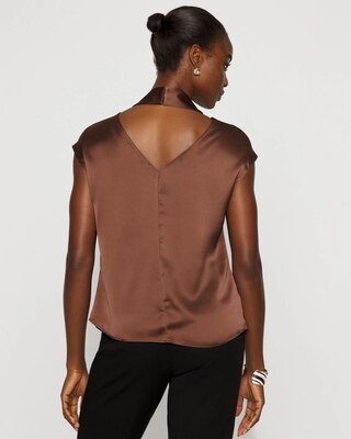 Satin Draped Sleeveless Blouse click to view larger image.