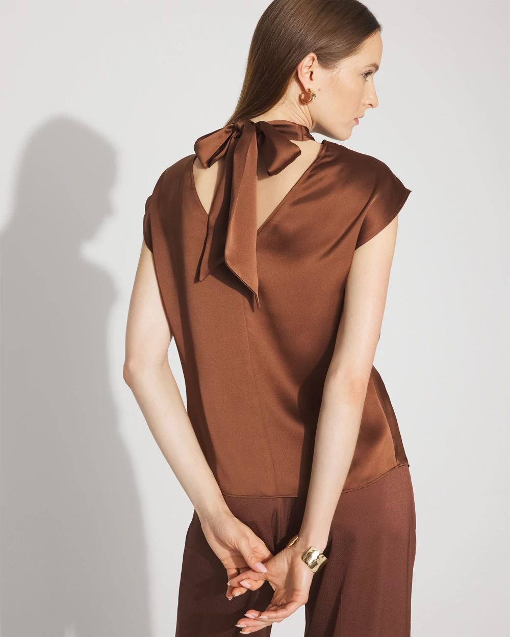 Satin Draped Sleeveless Blouse