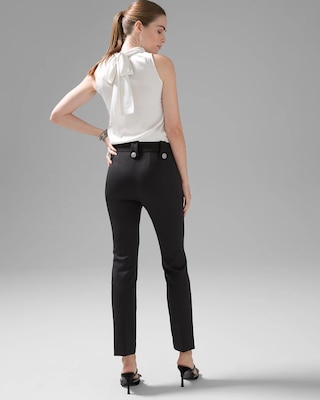 WHBM® Jolie Button Straight Scuba Knit Pant click to view larger image.