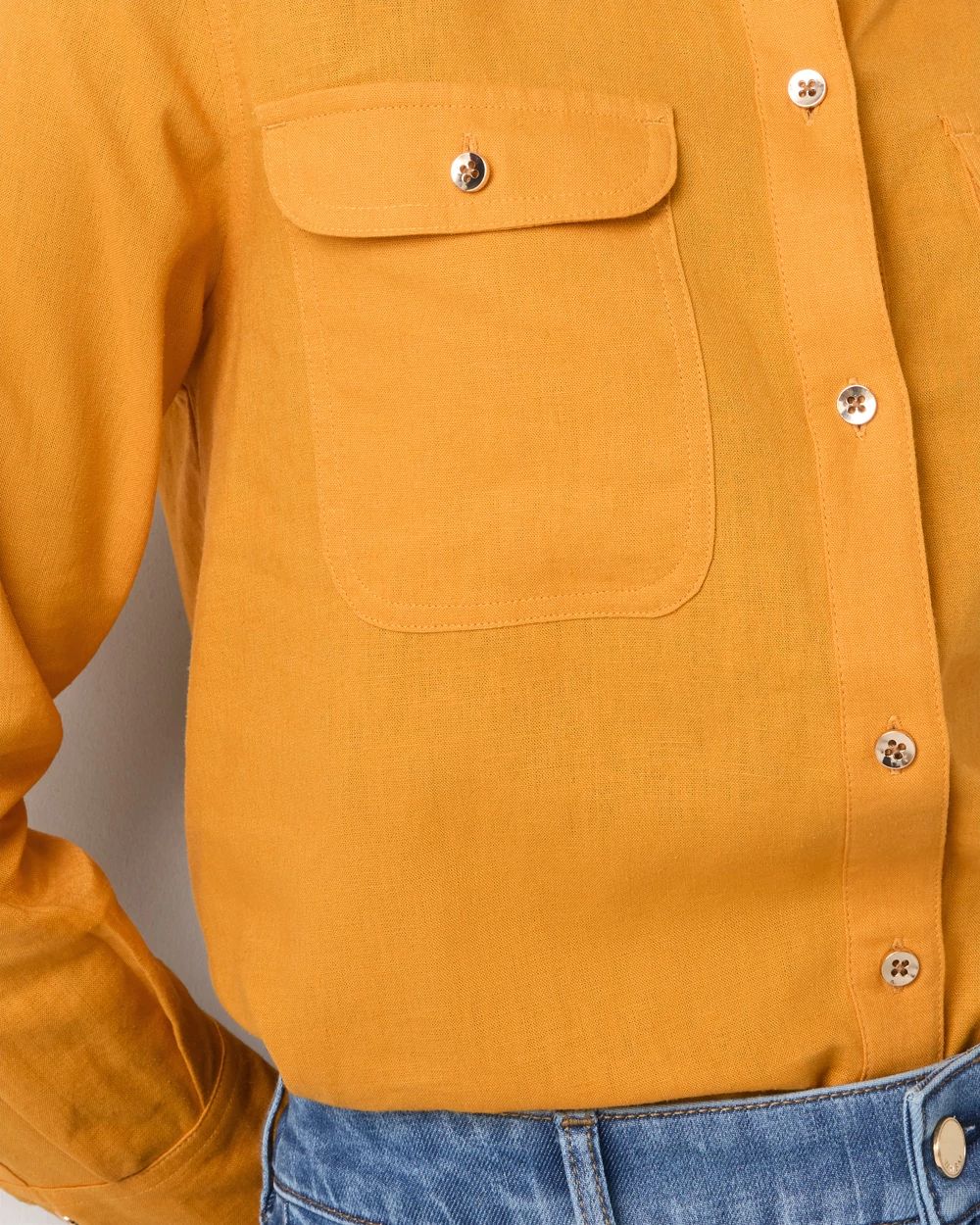 Linen-Blend Button Front Shirt click to view larger image.