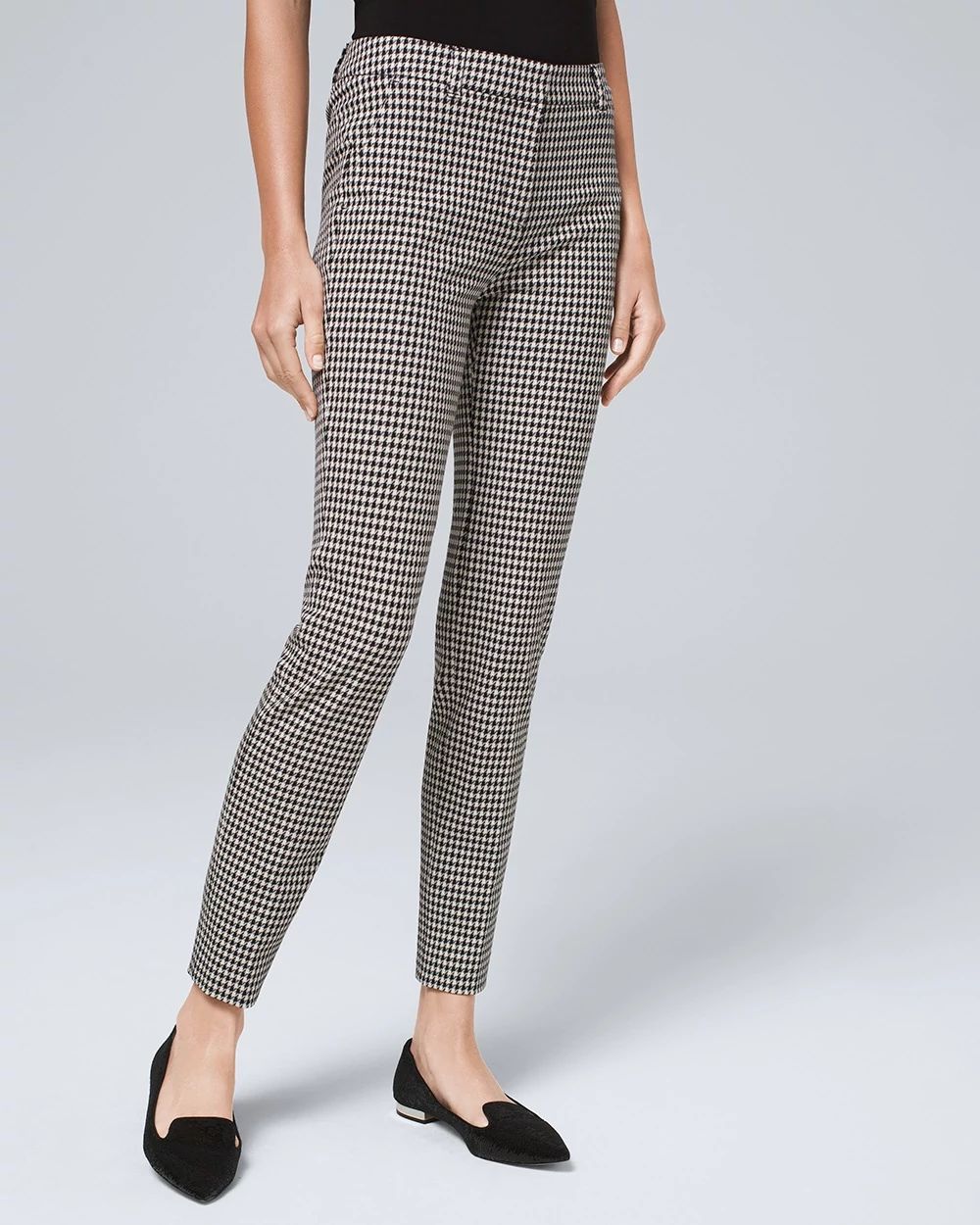 Comfort Stretch Houndstooth Slim Ankle Pants