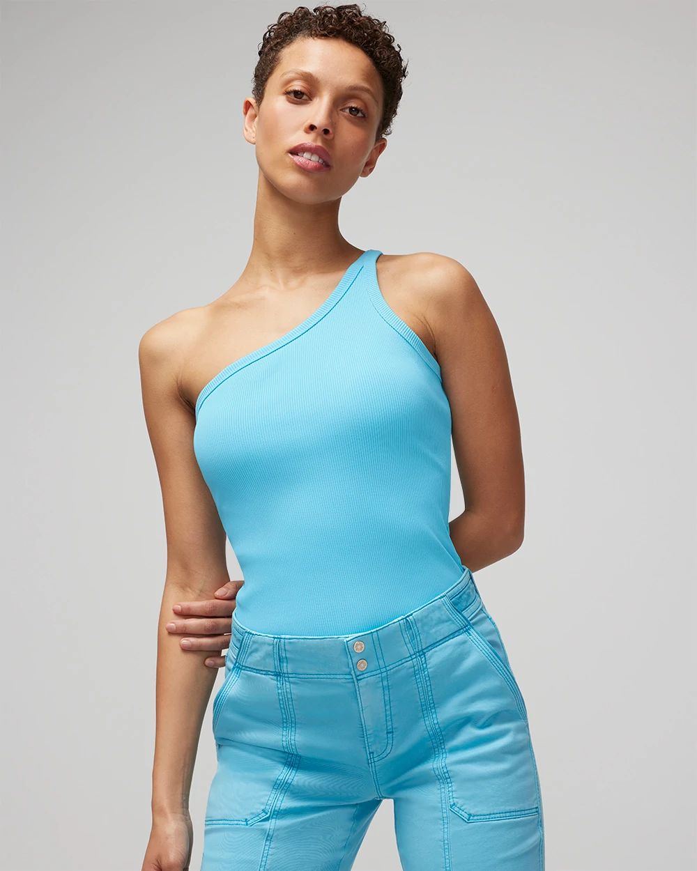 WHBM® FORME Rib One-Shoulder Tank
