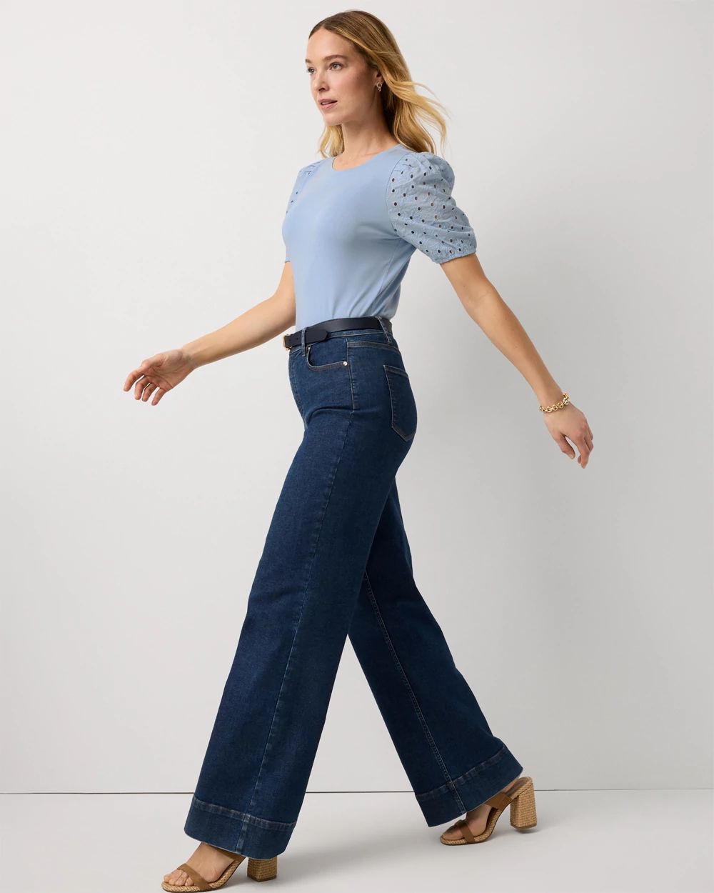 Eyelet Sleeve Cotton Tee click to view larger image.