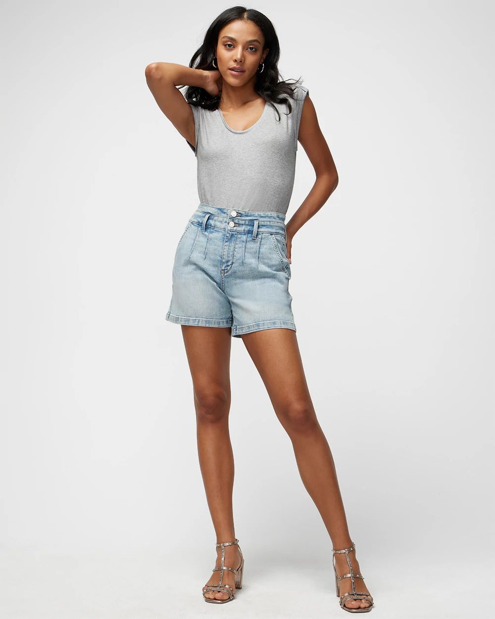 High-Rise Everyday Soft Denim™ Pleated 5-Inch Shorts