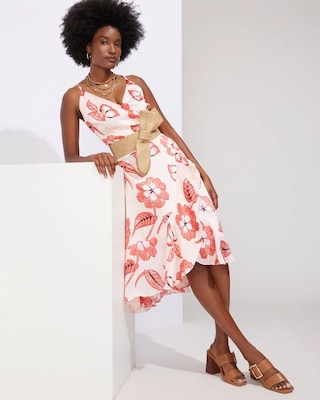Outlet WHBM Wrap Ruffle High-Low Dress