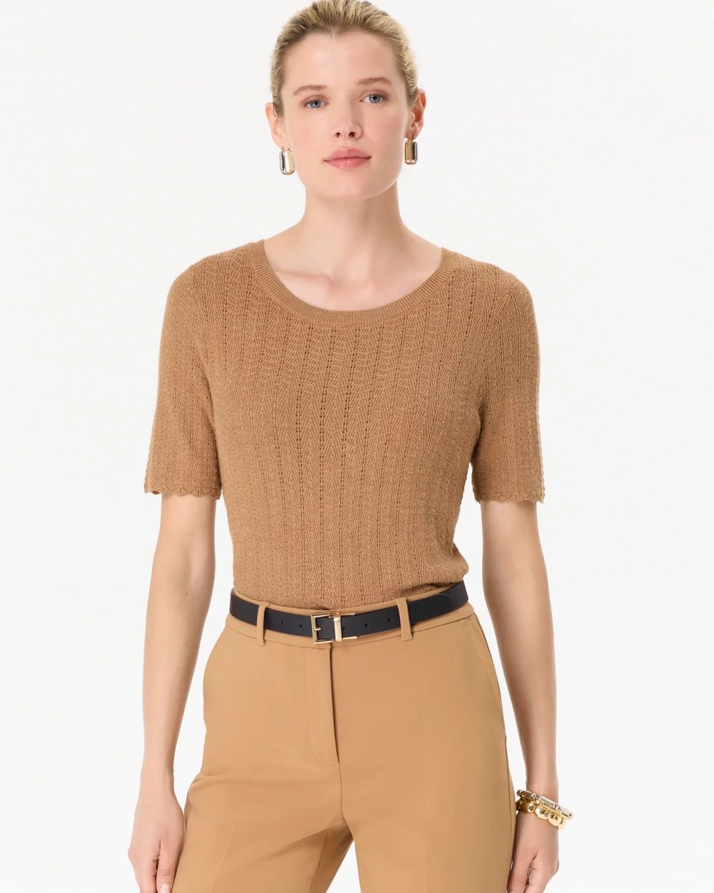Textured Knit Crewneck Pullover