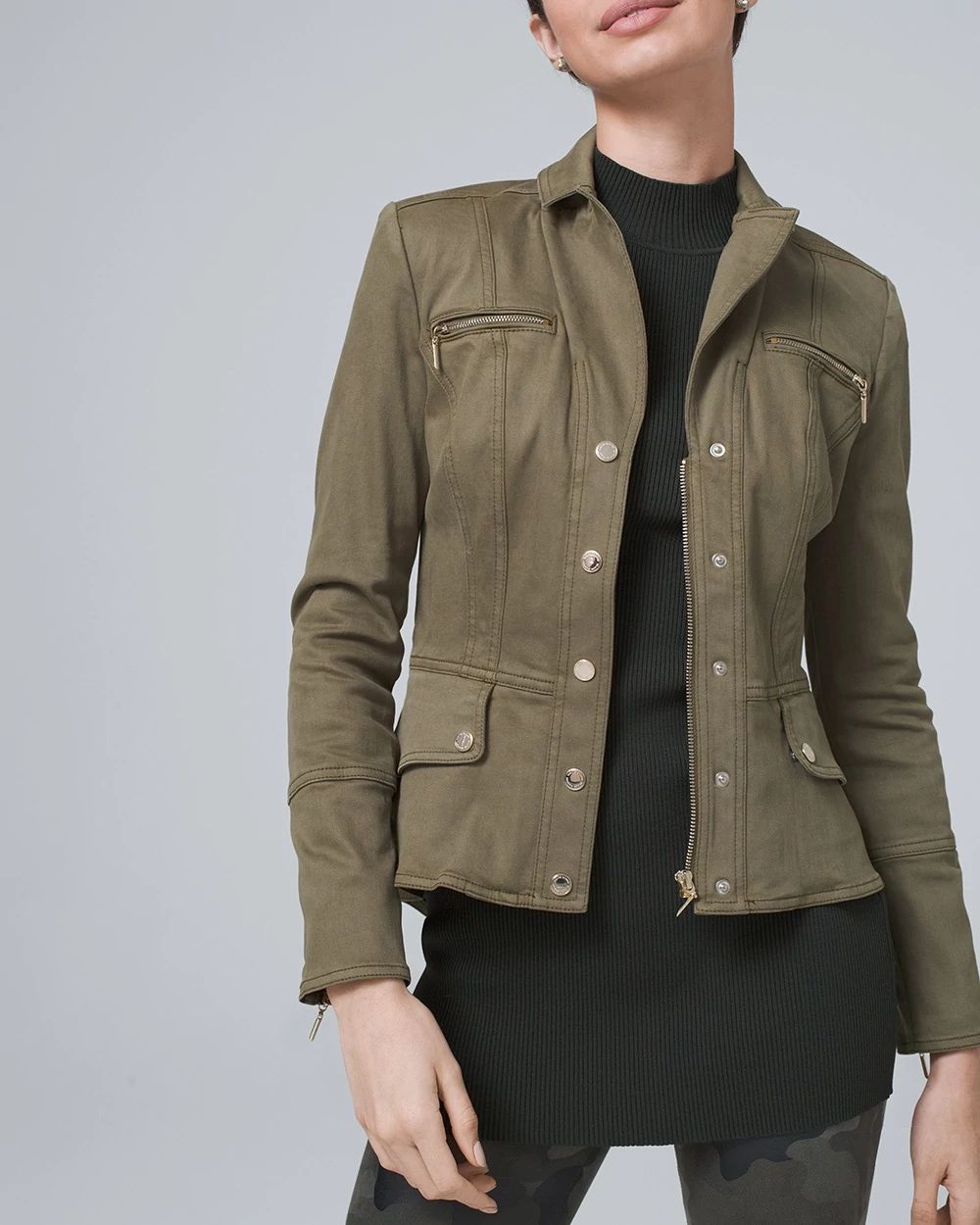Snap Front Peplum Jacket