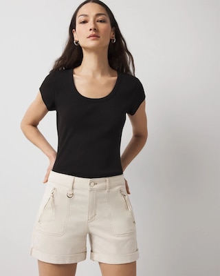 WHBMFORME™ Ribbed Stretch Scoop Neck Tee