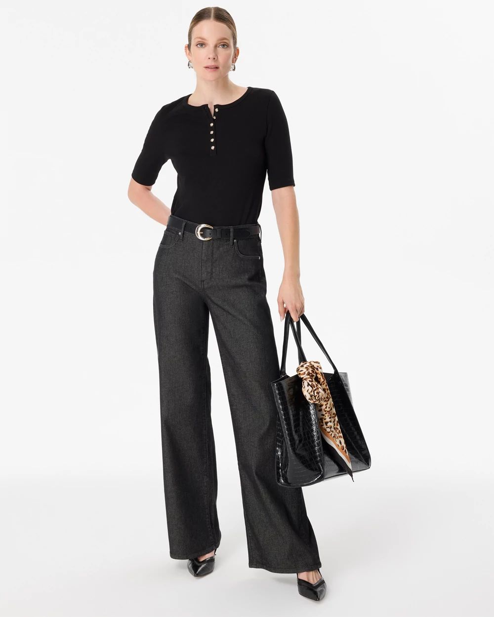 Elbow Sleeve Henley Top click to view larger image.