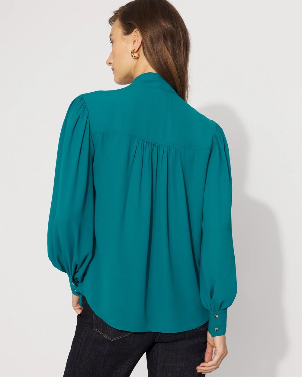 Tie Neck Crepe Blouse