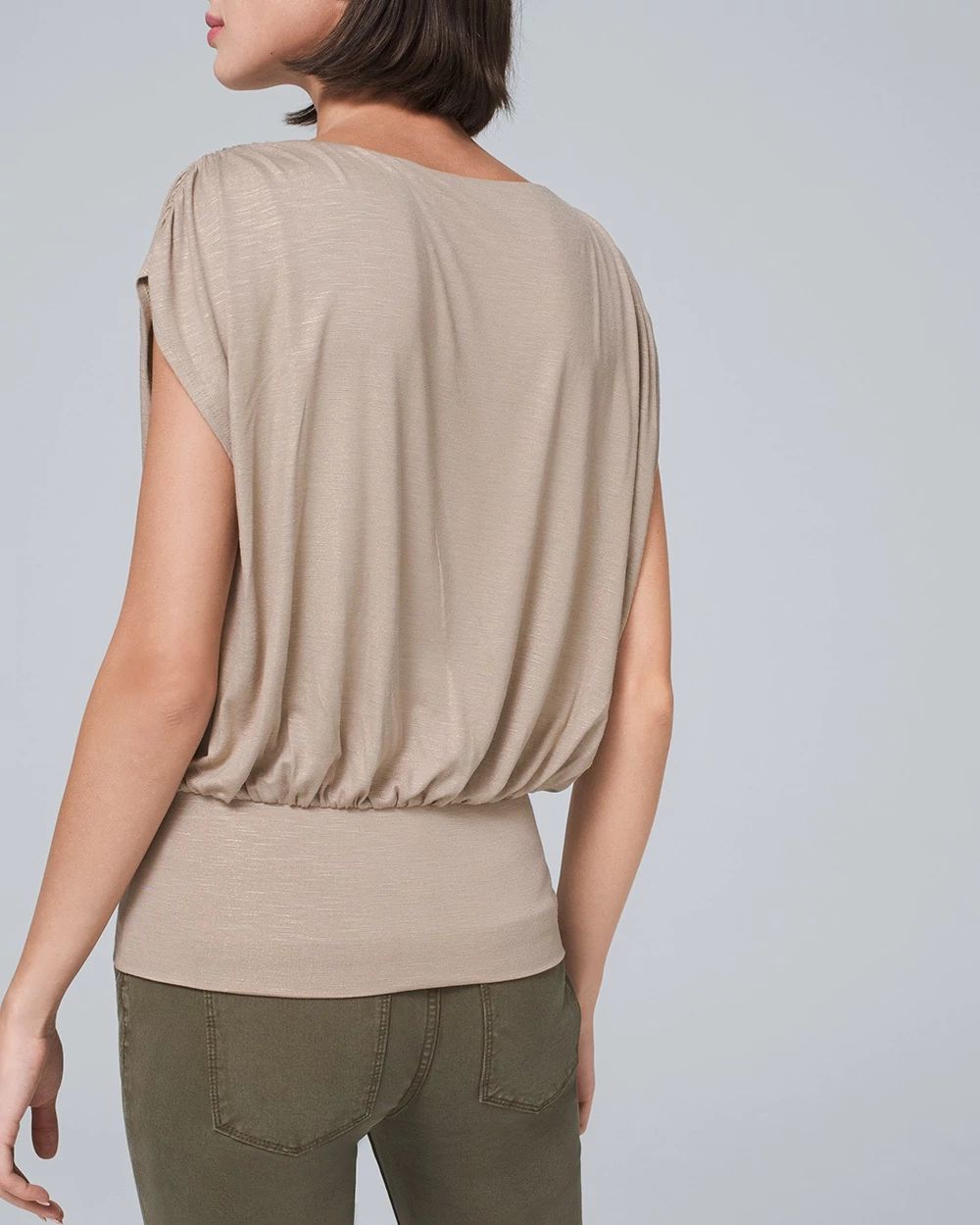 V-NECK BANDED-HEM TOP