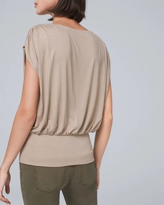 V-NECK BANDED-HEM TOP