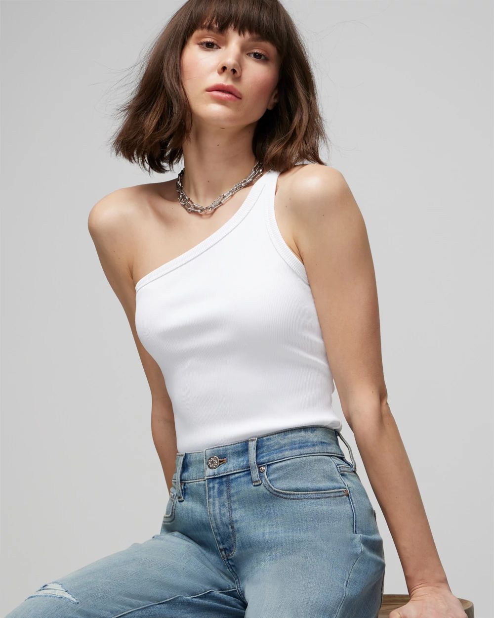 WHBM® FORME Rib One-Shoulder Tank