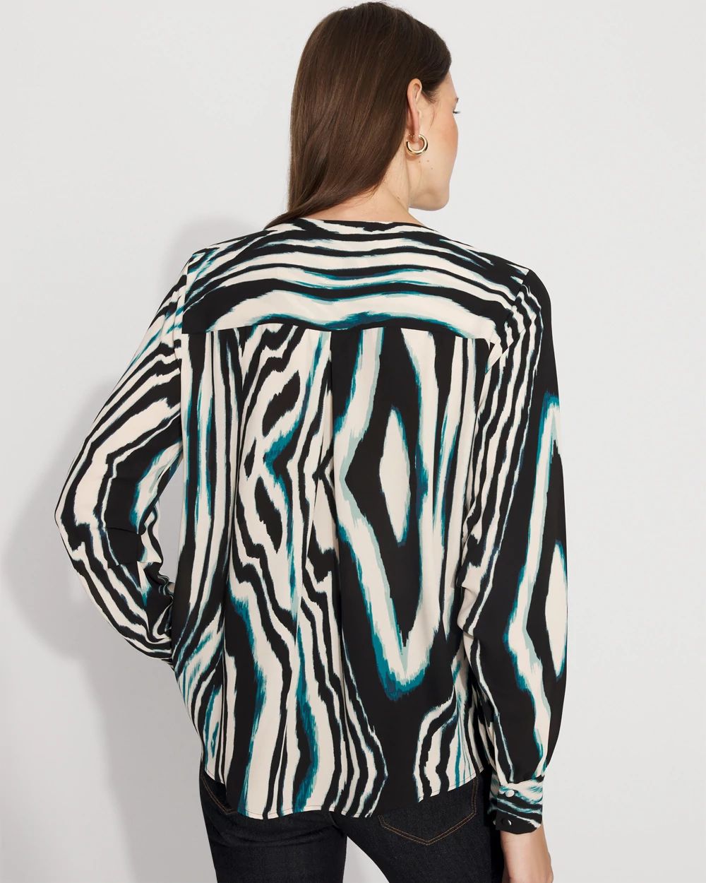 Long-Sleeve Button-Up Blouse