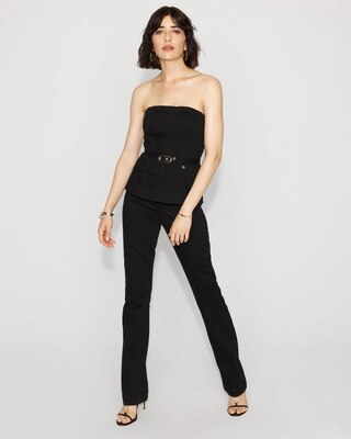 Petite Strapless Denim Boot Jumpsuit