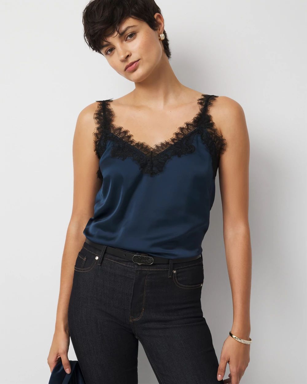 Lace Trimmed Satin Camisole
