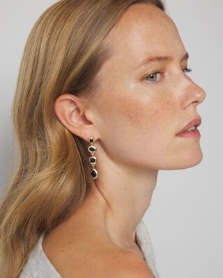 Gold + Black Linear Glass Earrings