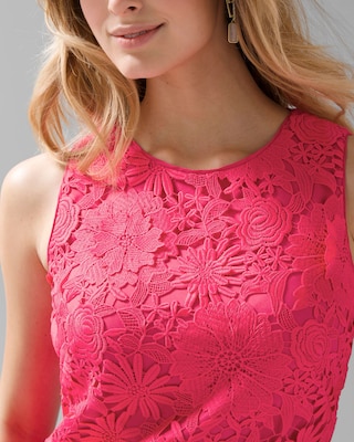 Sleeveless Embroidered Lace Shift Dress click to view larger image.