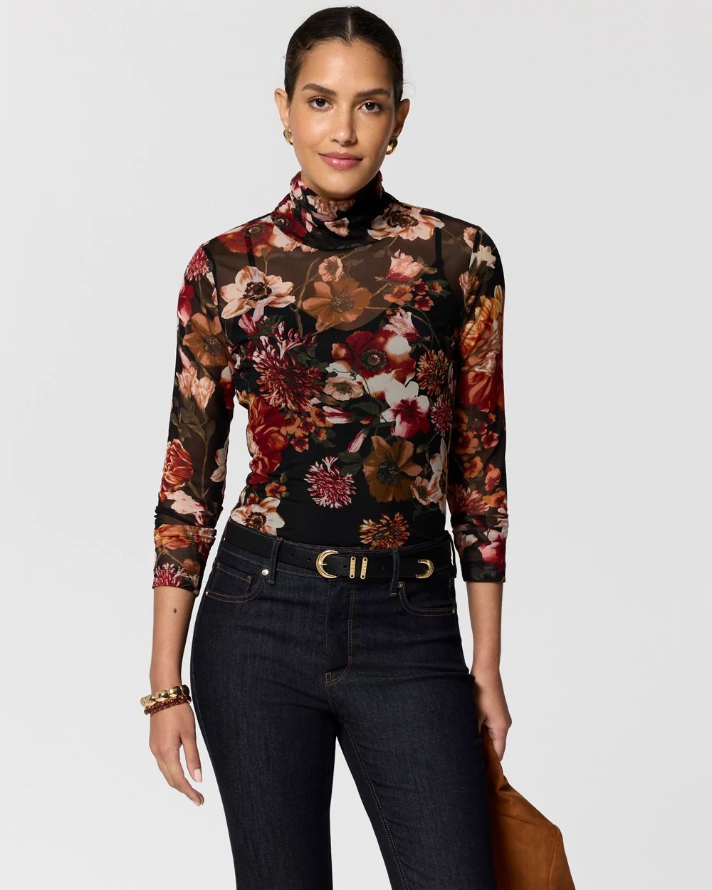 Long Sleeve Mesh Turtleneck click to view larger image.