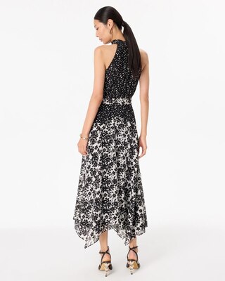 Handkerchief Hem Chiffon Halter Midi Dress click to view larger image.