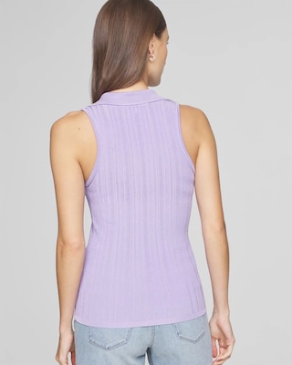Half Zip Rib Halter Sweater Tank