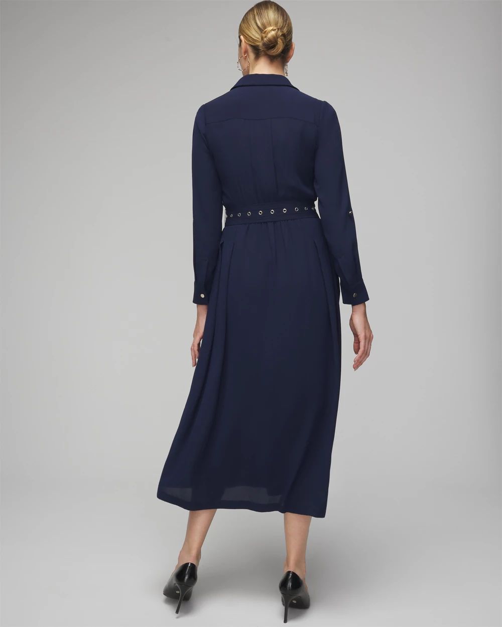 Petite Long Sleeve Utility Shirt Dress