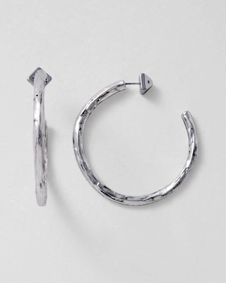 Textured Silvertone Hoop Earrings