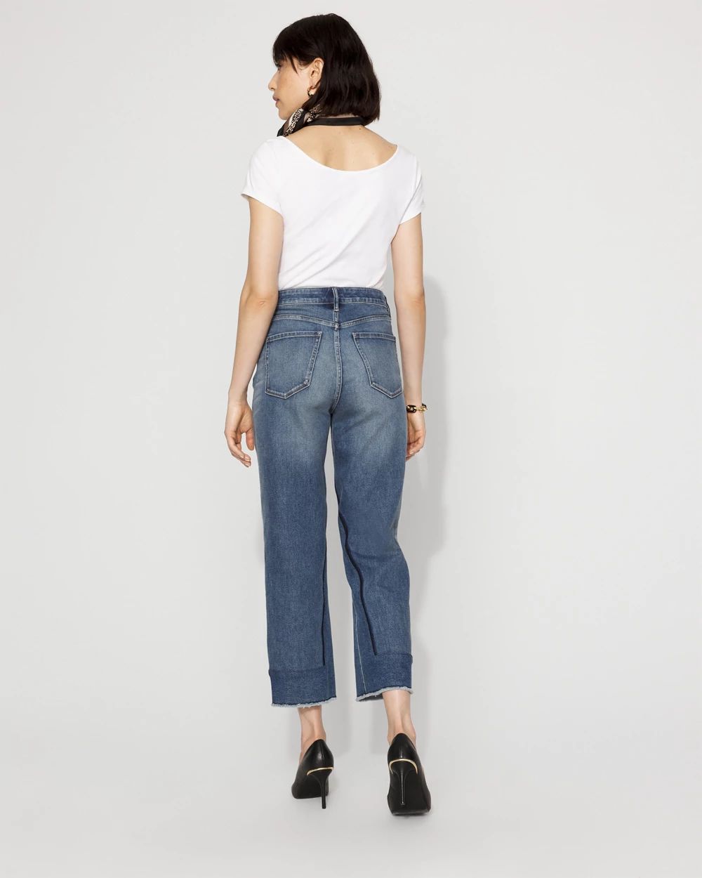 Petite High-Rise Pieced Straight Leg Jean