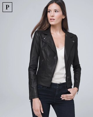 Petite Coated Moto Jacket