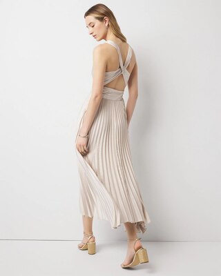 Petite Satin Pleated Midi Dress click to view larger image.