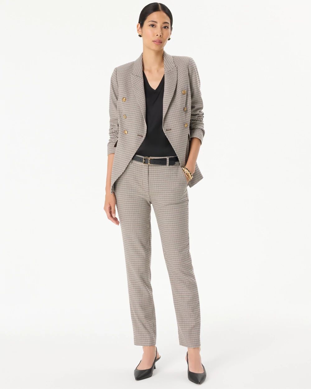 Houndstooth High-Rise Elle Slim Ankle Pant click to view larger image.