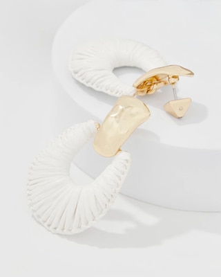 Gold + Ecru Raffia Drop Earrings click to view larger image.