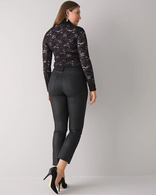 Curvy-Fit High-Rise Coated Bootcut Crop Jeans