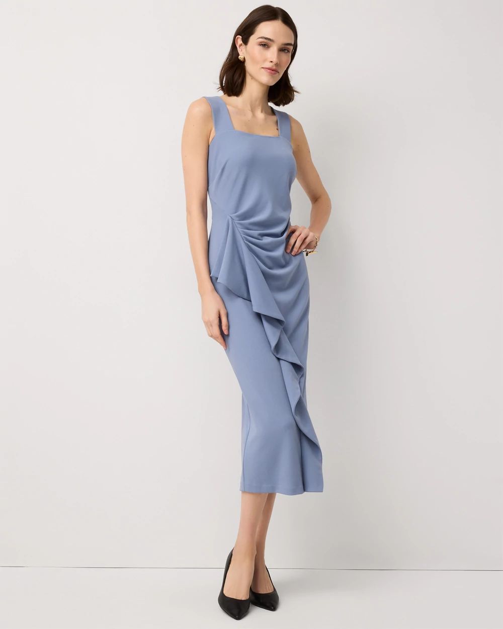 Petite Square Neck Midi Dress