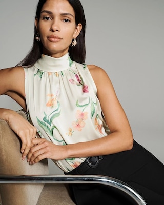 Bow Back Satin Halter Blouse