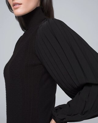 Sheer-Sleeve Turtleneck