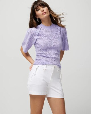Pointelle Bell-sleeve Sweater