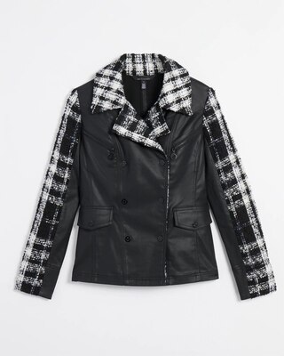 Tweed Pieced Coated Moto Jacket click to view larger image.