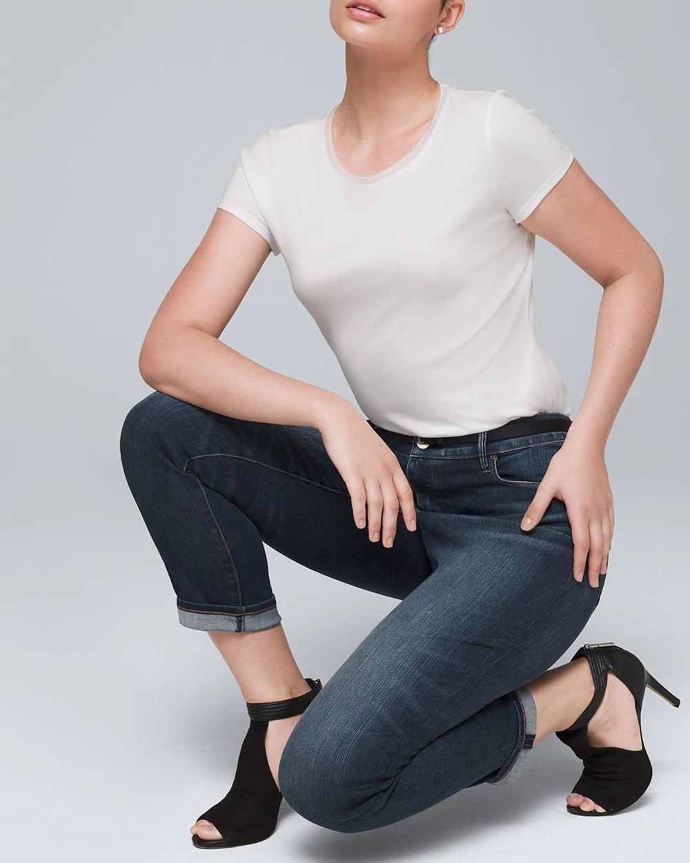 Curvy-Fit Mid-Rise Essential Slim Ankle Jeans