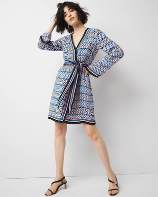 Long-Sleeve Surplice Mini Dress