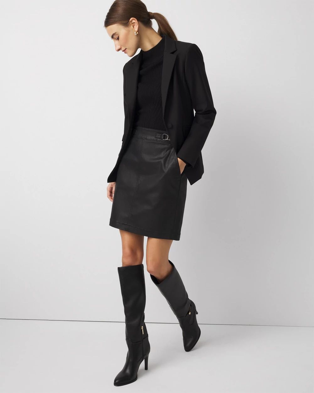 Coated Denim Mini Skirt