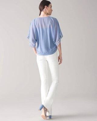 Elbow Sleeve Cutout Kimono Blouse