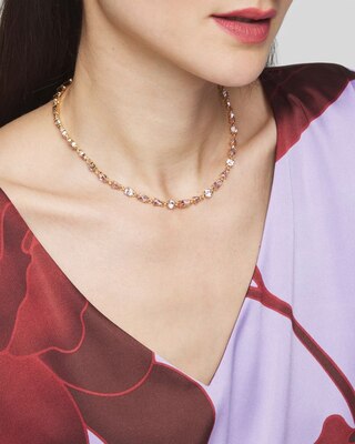 Gold Multi Rose Tennis Necklace