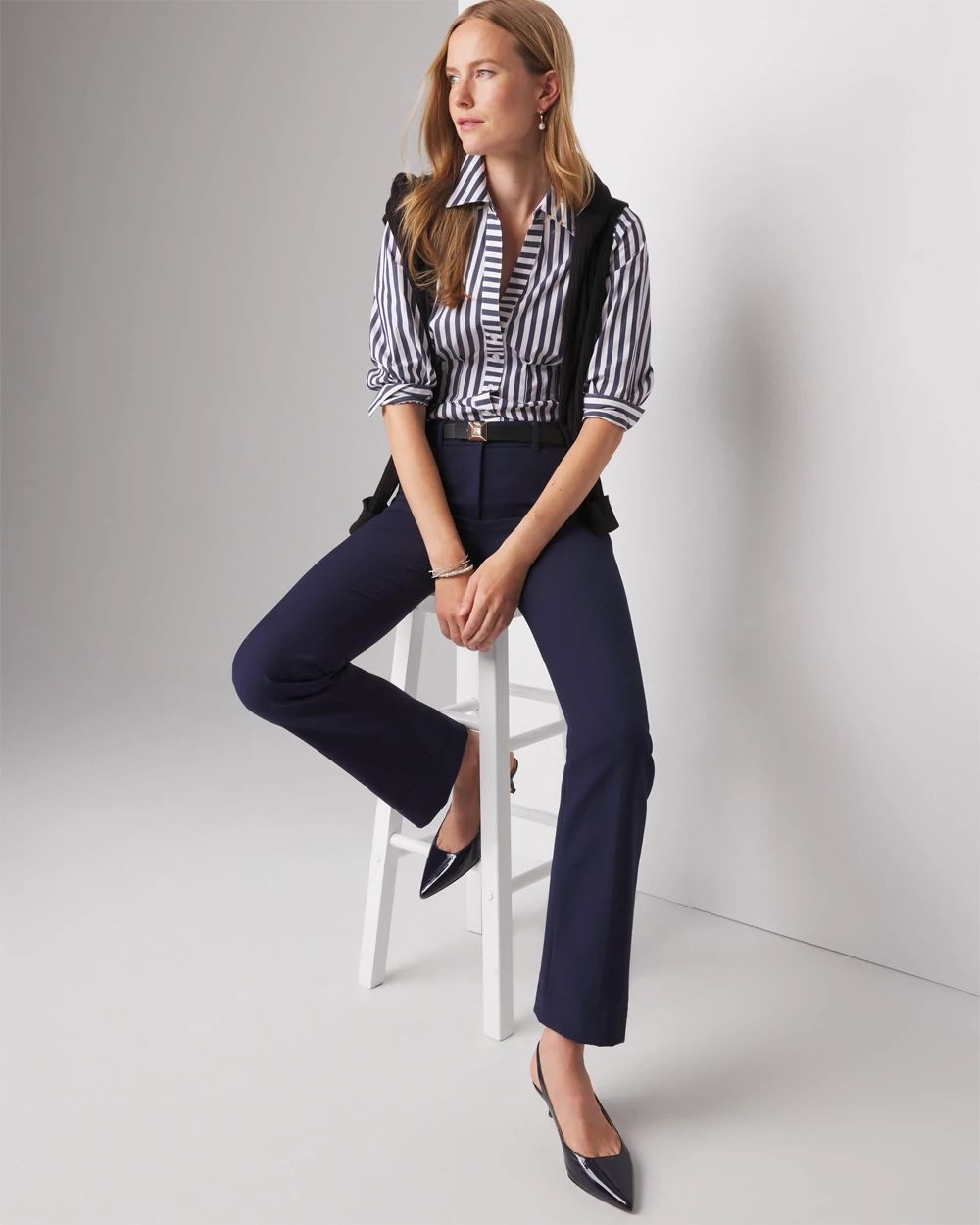 WHBM® Ines Slim Bootcut Comfort Stretch Pants click to view larger image.