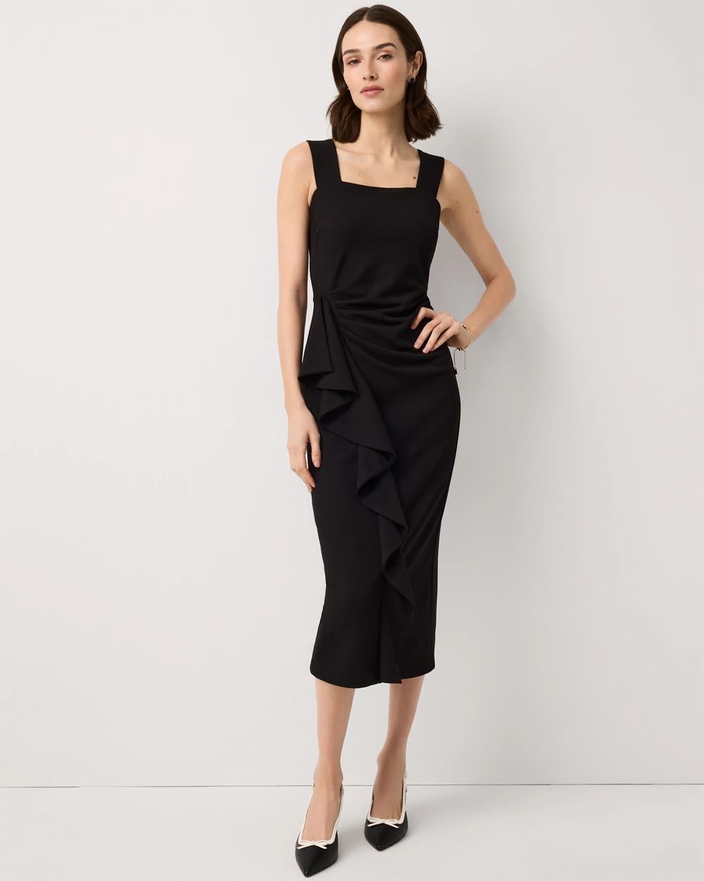Petite Square Neck Midi Dress