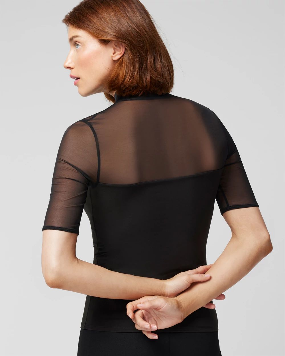WHBM® FORME Mesh Elbow Sleeve Top