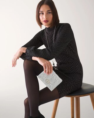 Long Sleeve Jacquard Sweater Dress